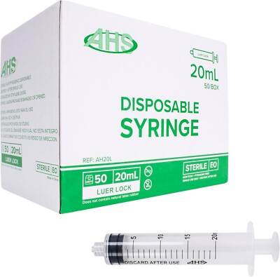 Luer Slip Syringe - 3-Part Latex-Free Syringe - 20ml