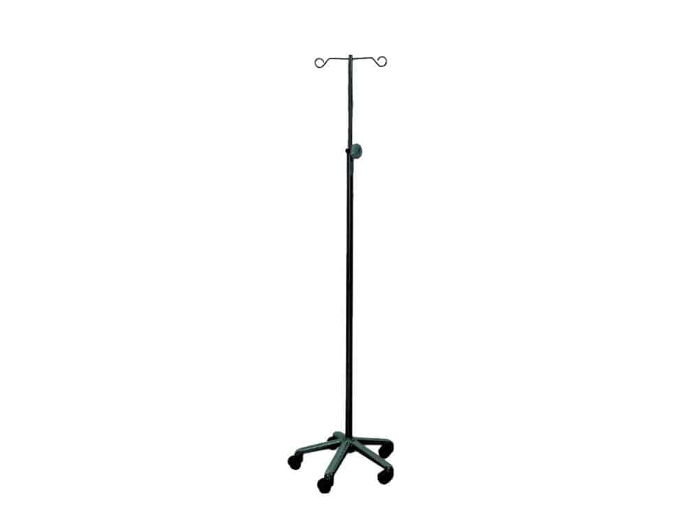 Porte sérum sur roulette, 2 crochets, chromé