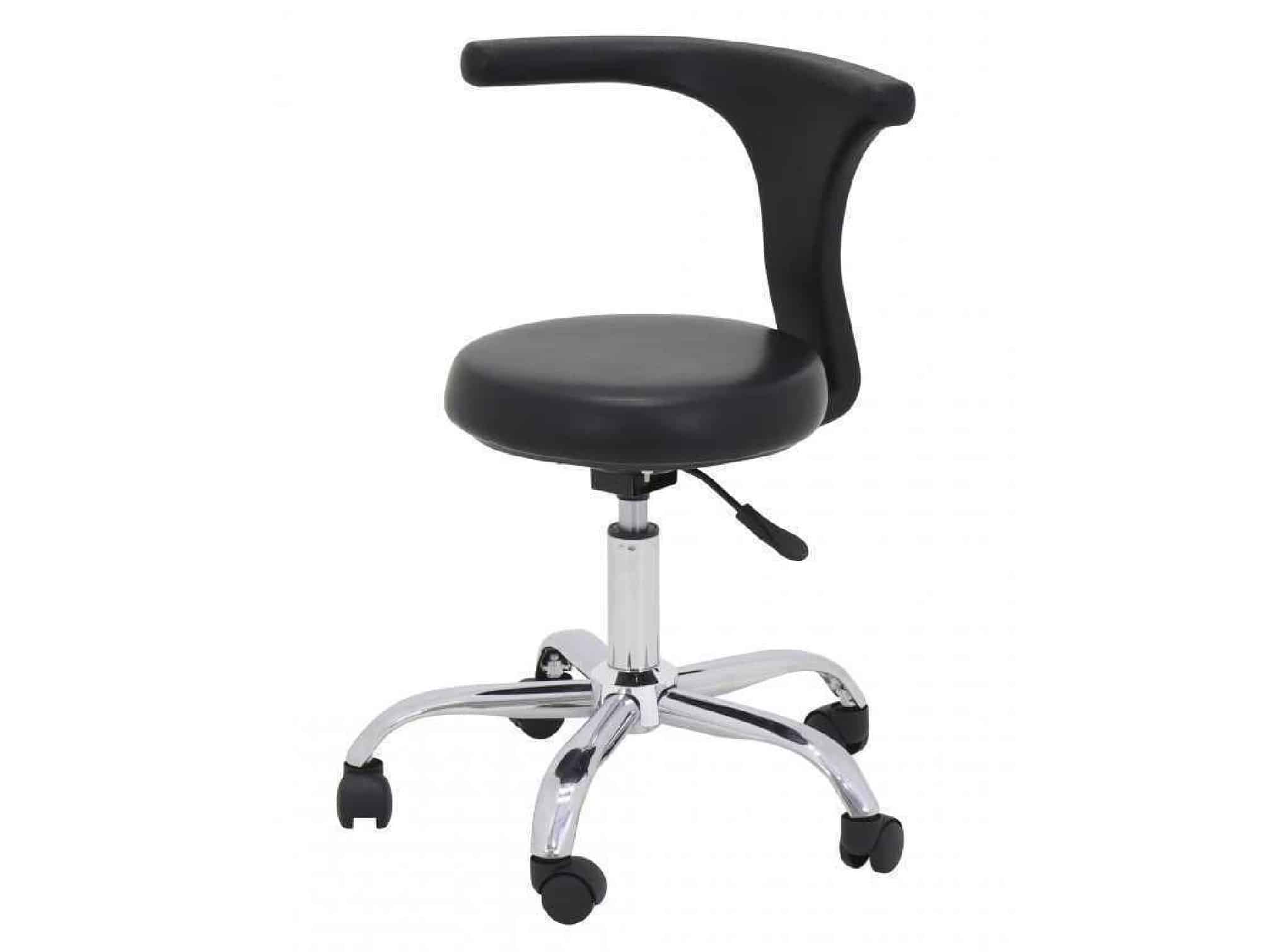 Tabouret pneumatique avec dossier et repose pied INOX Locamed