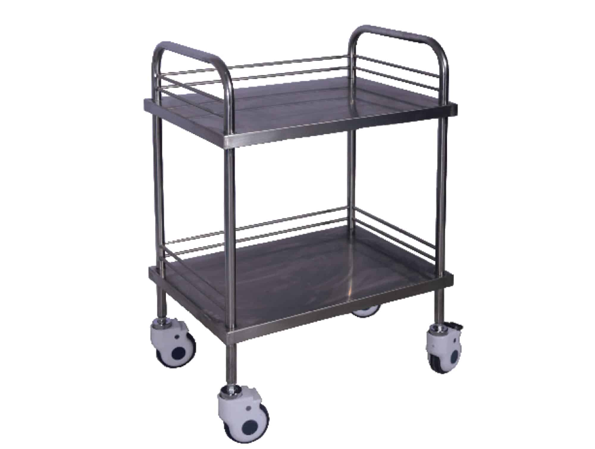 Stainless steel 2 - tray instrument trolley without handle Locamed 600 x 430 x 880 mm (L8066J)