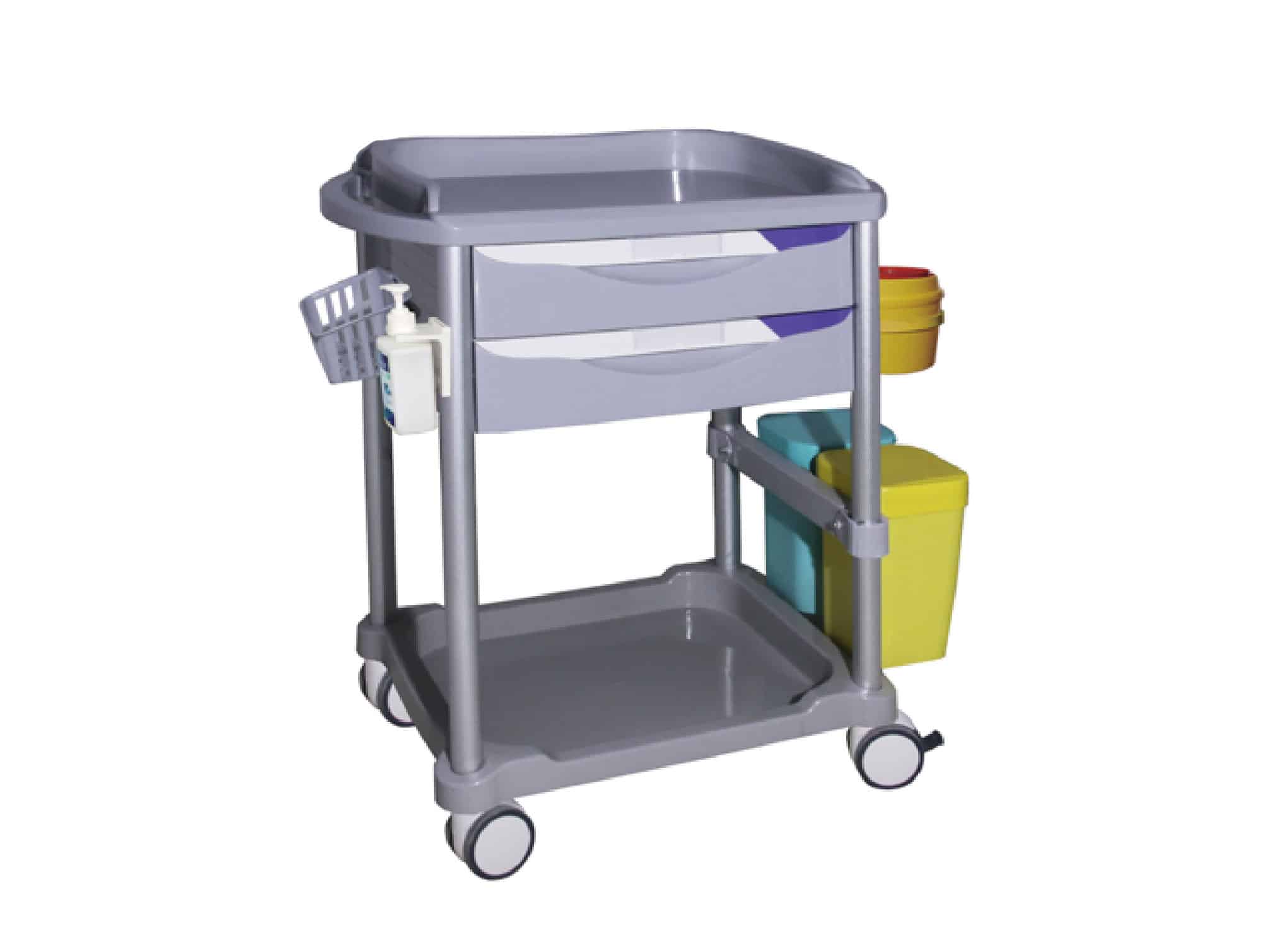 Locamed Clinical Trolley 2 with 2 drawers, 2 trays, 750 × 475 × 920 mm (L8177ZS)