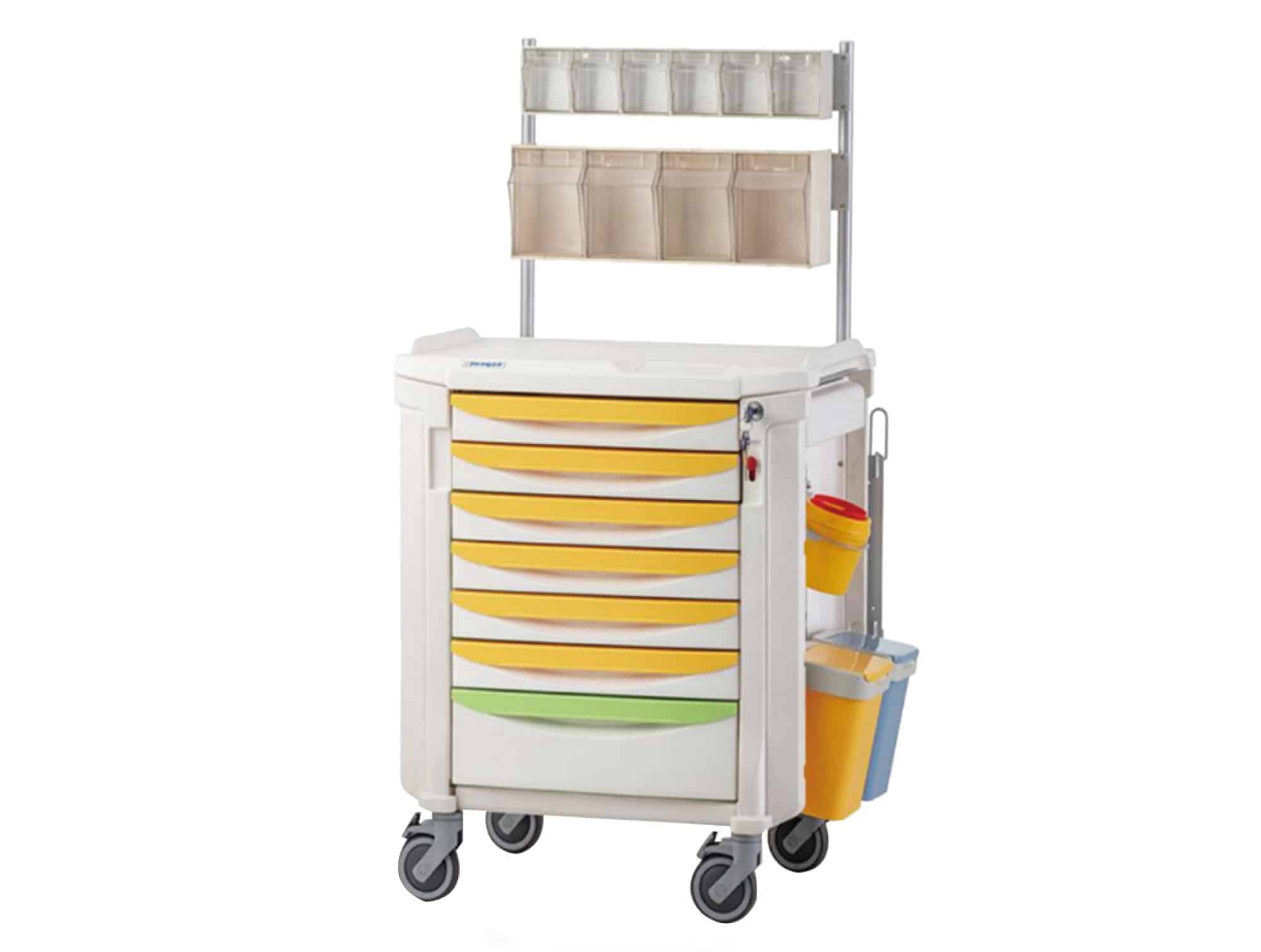 Anesthesia trolley with 7 drawers and central lock Locamed (ref. L8137)