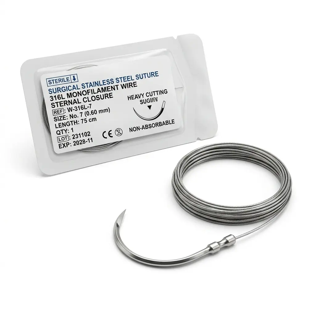 Fil d'Acier Chirurgical Monofilament Inox 3 Triangulaire Aig. 1/2 Cercle 48MM 5*45CM - Ethicon (Réf: ETHMF666)