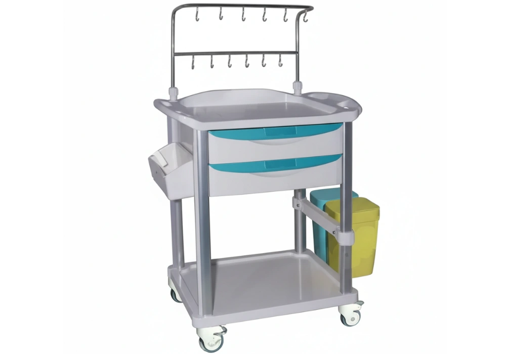 IV treatment عربة, 2 ABS trays, 2 drawers(760 × 475 × 930 mm) L8205