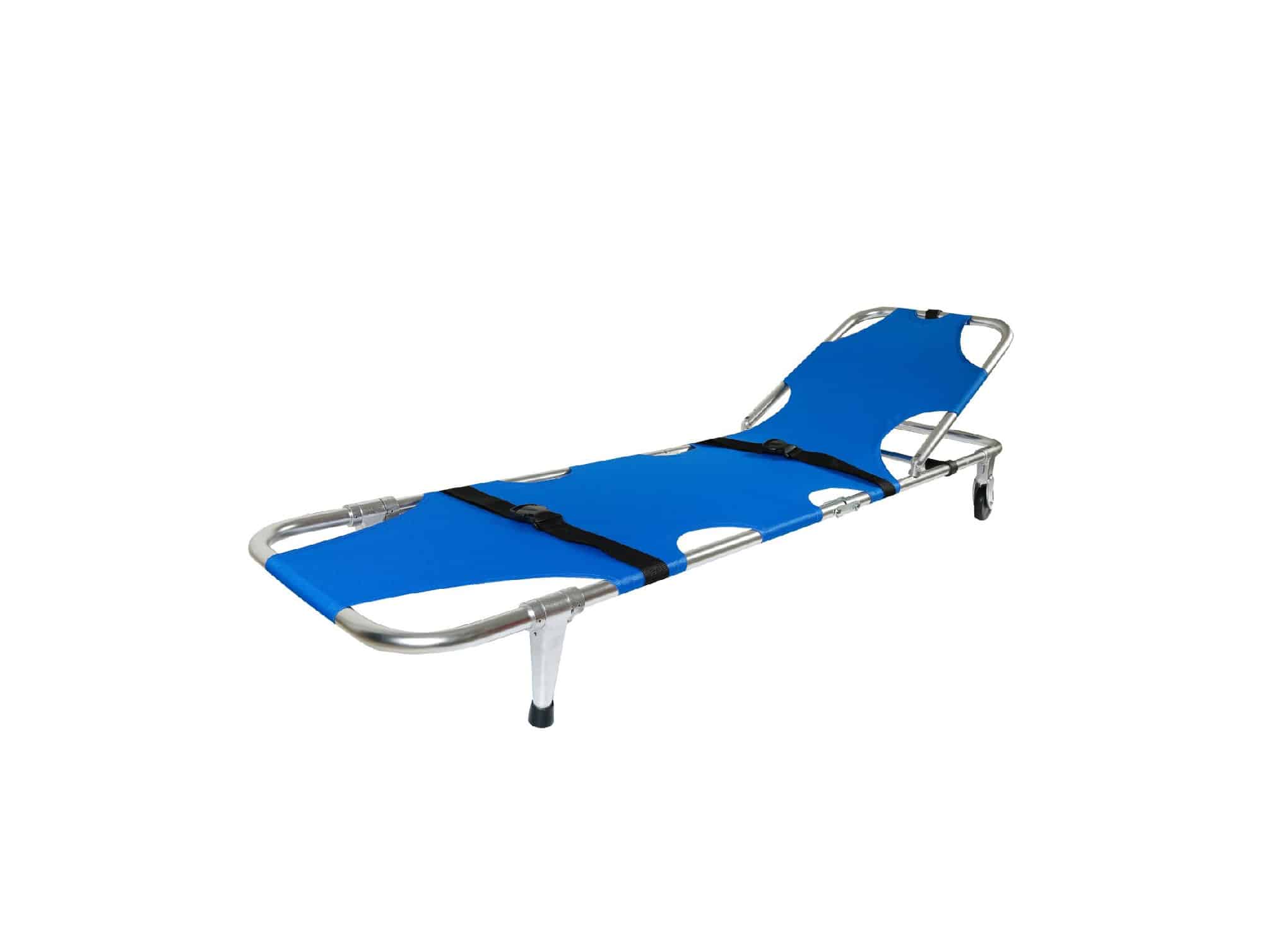 Inox foldable stretcher with wheels, 120 kg - (L809)