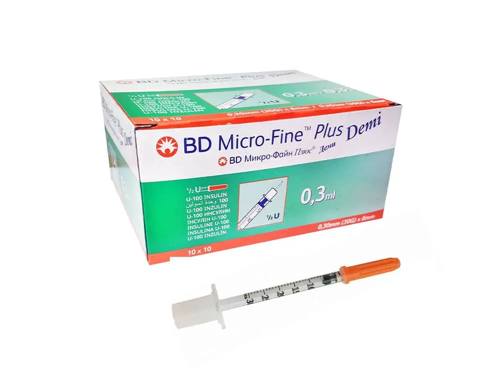 Insulin syringe 0.3 mL - 30G needle - 8 mm
