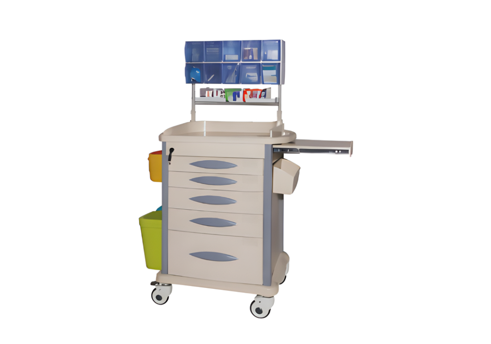 Chariot médical 1 plateau ABS 5 tiroirs 750 x 475 x 970 - Réf. L8202