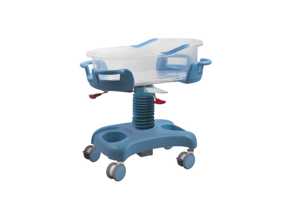 Berceau hospitalier (bassinet) pour nouveau - né bleu, hauteur réglable, inclinaison 0 - 12°, (L8004BL)