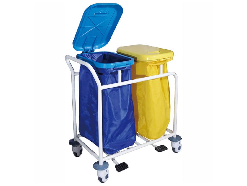 Chariot collecteur de linge 2 bacs blanc (réf. L8118)