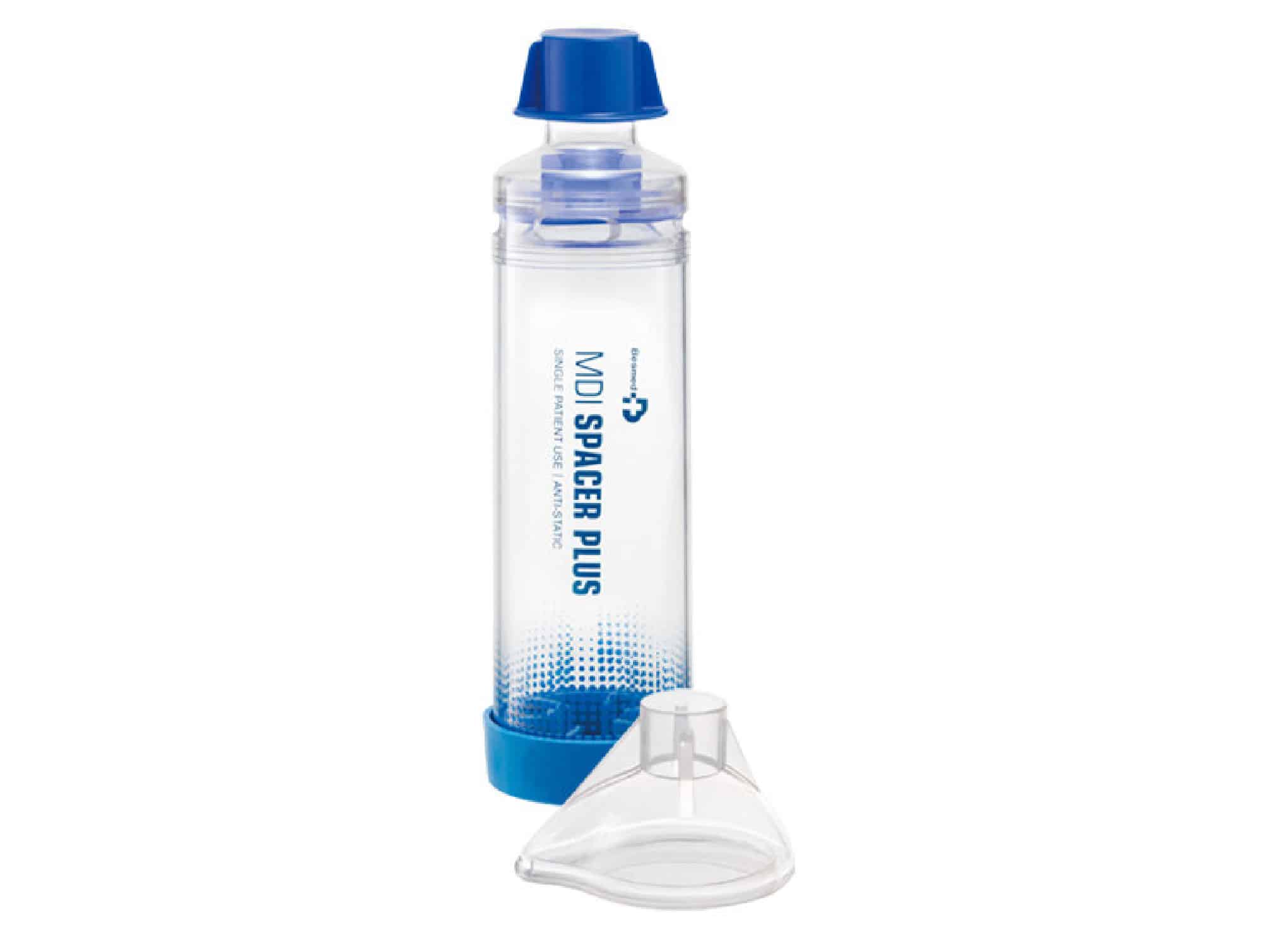 Chambre d’inhalation (spacer) pour inhalateur doseur avec masque silicone adulte Besmed MDI Spacer (BS38340)