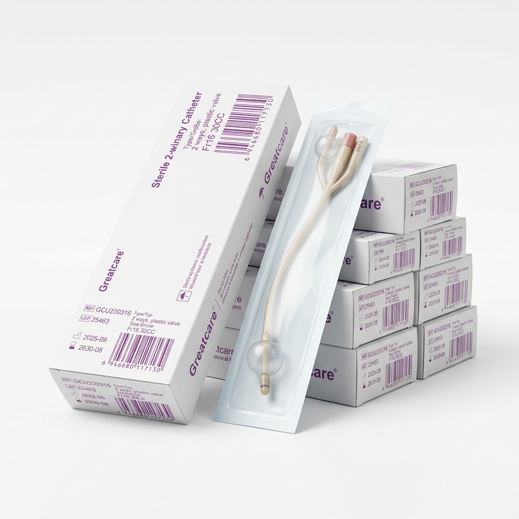 Greatcare 2-Way Foley Urinary Catheter Silicone CH 16 / 30cc Balloon (Ref. GCU200316)