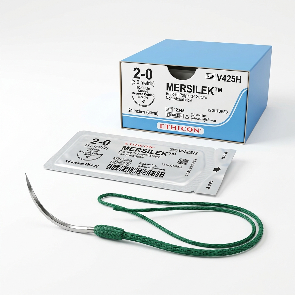 Ethibond Excel Green Braided Polyester Suture USP 2-0 1/2C 40 mm Needle 75 cm Ethicon