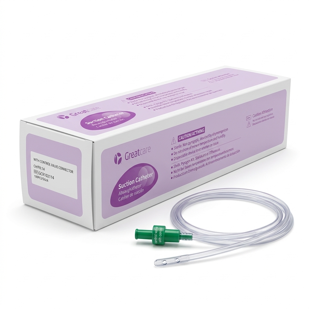 Greatcare Suction Catheter with Control Valve Connector CH 14 / 14FR (Ref. GCR102114)