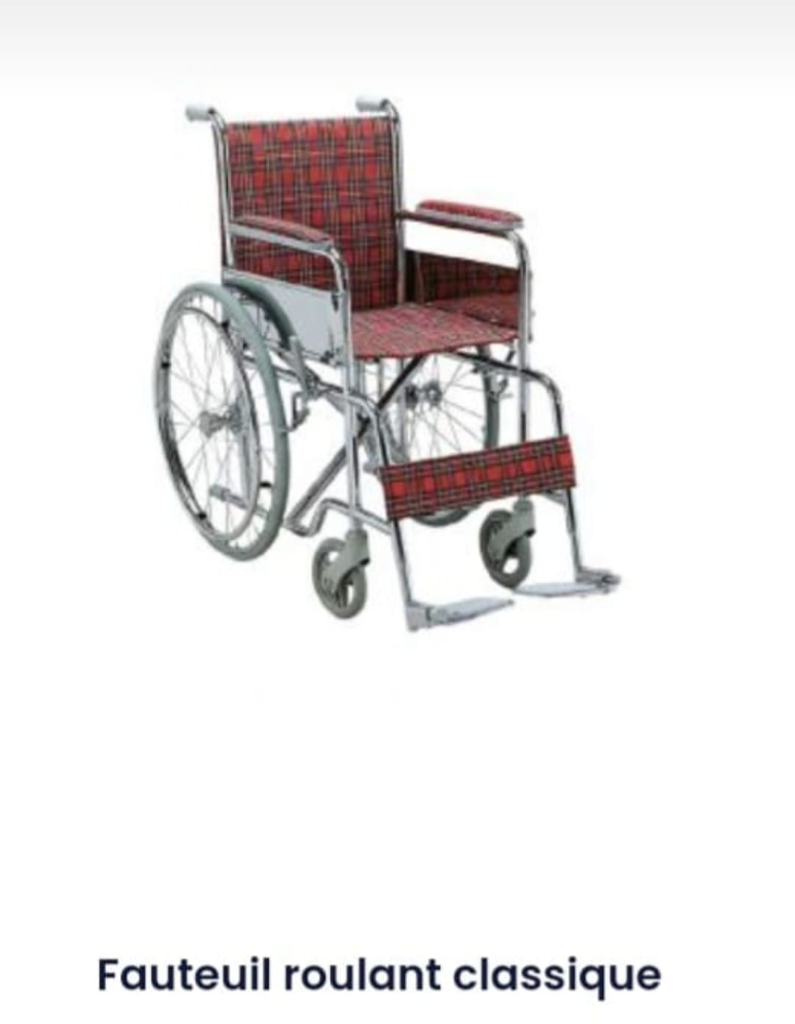 Classic Folding Manual Wheelchair - Chrome Steel & Tartan Fabric